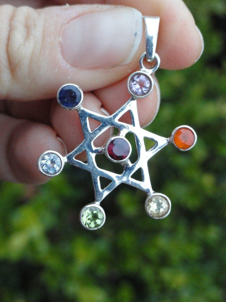 Star of David FACETED STONES CHAKRA PENDANT In Sterling Silver (Includes Silver Chain) - Earth Family Crystals