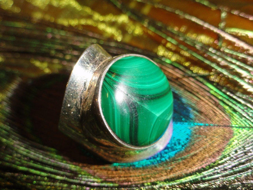 Gorgeous GREEN MALACHITE Sterling Silver Ring (Size 7) - Earth Family Crystals