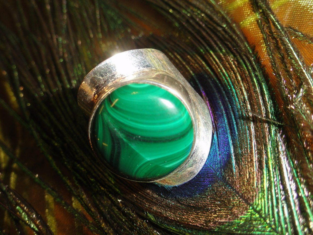 Gorgeous GREEN MALACHITE Sterling Silver Ring (Size 7) - Earth Family Crystals
