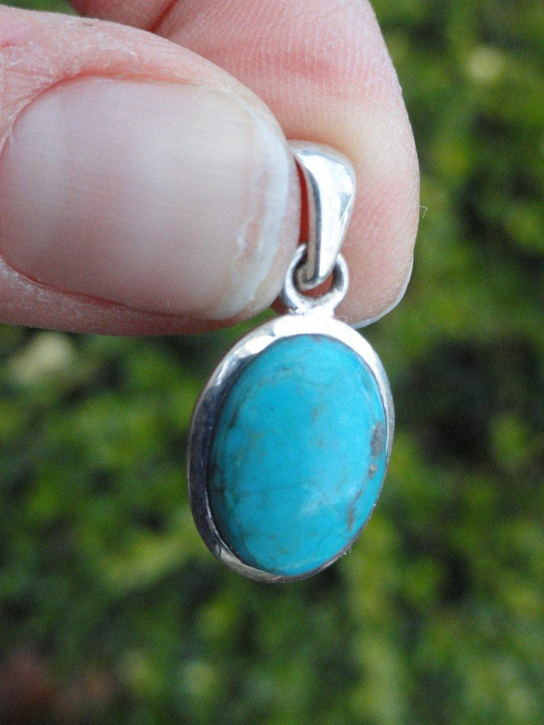 Dainty Arizona TURQUOISE PENDANT IN STERLING SILVER ( INCLUDES FREE SILVER CHAIN) - Earth Family Crystals