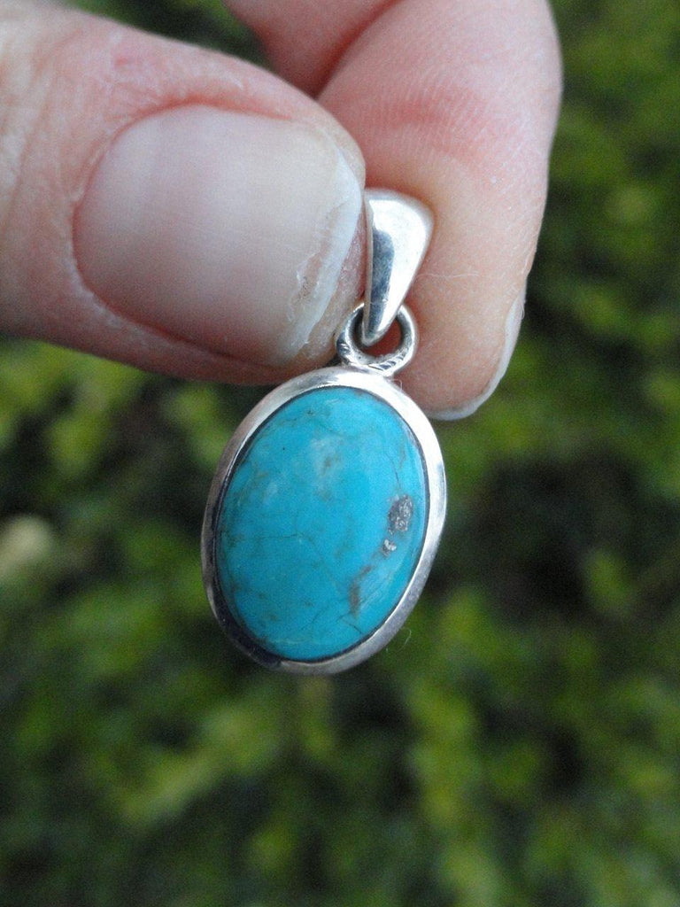 Dainty Arizona TURQUOISE PENDANT IN STERLING SILVER ( INCLUDES FREE SILVER CHAIN) - Earth Family Crystals