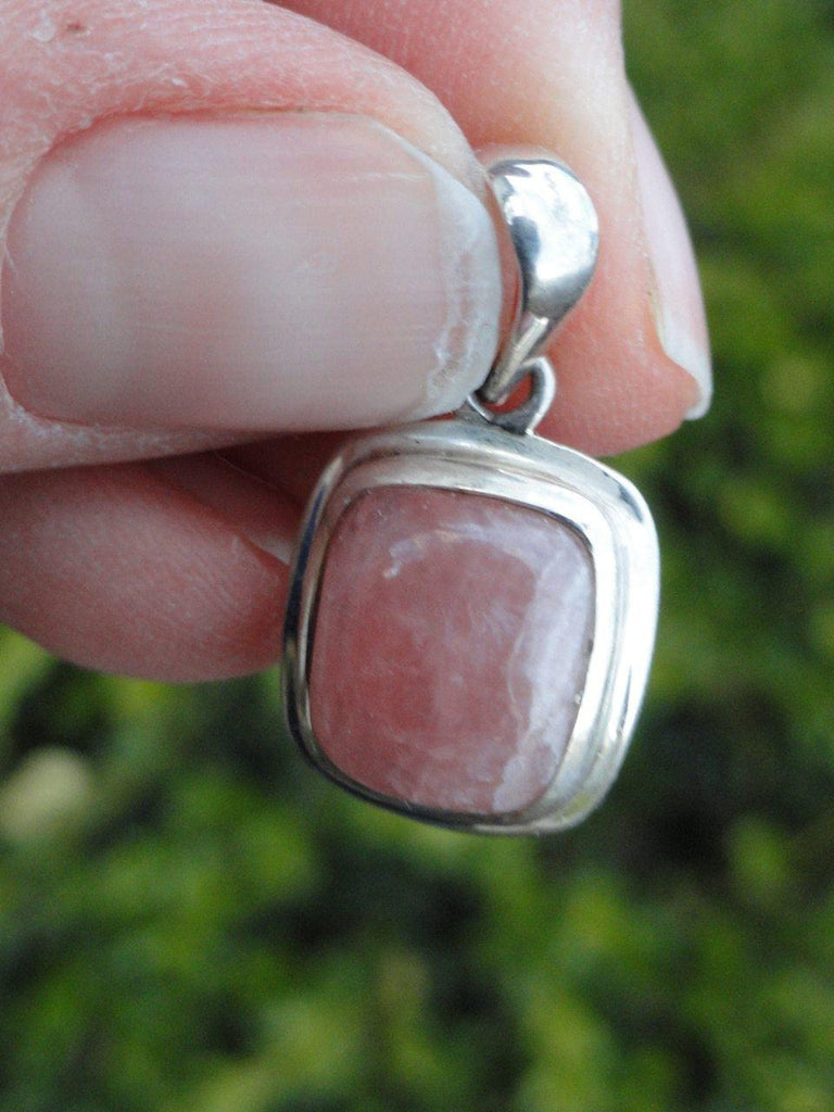 PINK RHODOCHROSITE PENDANT In sterling Silver (Includes Free Silver Chain) - Earth Family Crystals