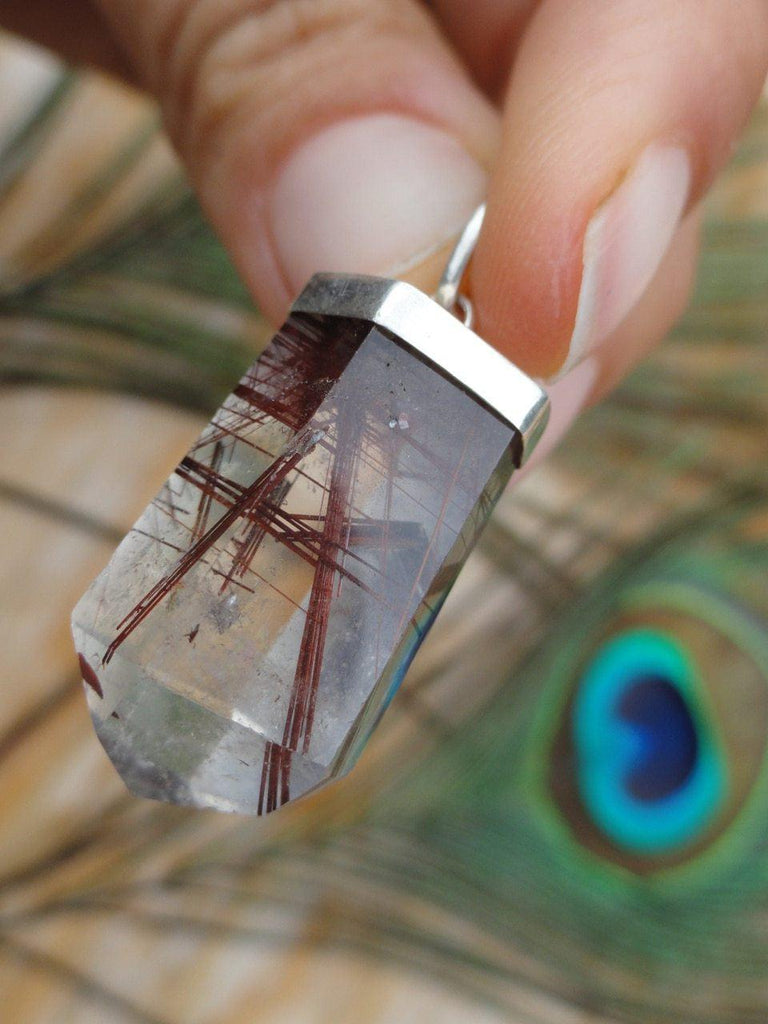 Golden Red-Brown RUTILATED QUARTZ PENDANT In Sterling Silver (Includes Free Silver Chain) - Earth Family Crystals