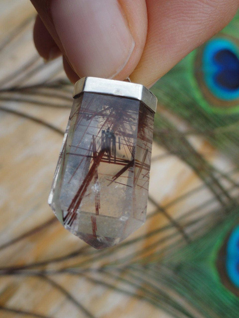 Golden Red-Brown RUTILATED QUARTZ PENDANT In Sterling Silver (Includes Free Silver Chain) - Earth Family Crystals