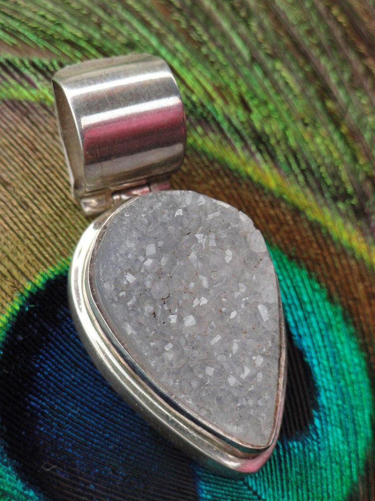 WHITE AGATE DRUZY PENDANT In Sterling Silver (Includes Silver Chain) - Earth Family Crystals