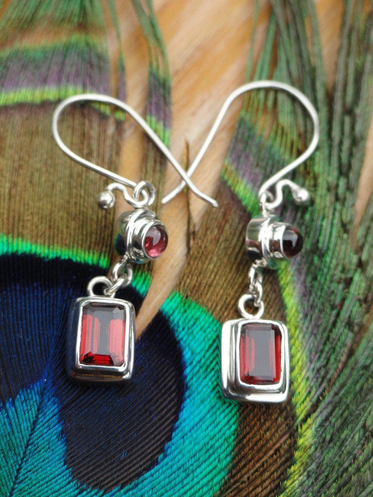RED GARNET EARRINGS In Sterling Silver - Earth Family Crystals