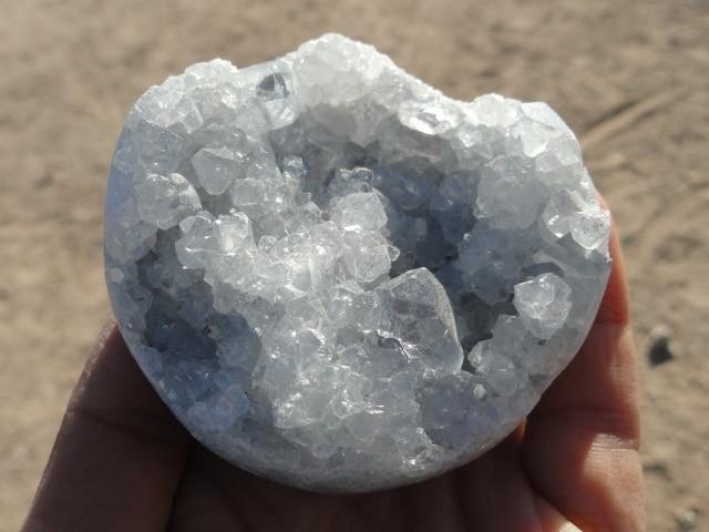 Soothing Soft Blue CELESTITE GEODE SPHERE - Earth Family Crystals