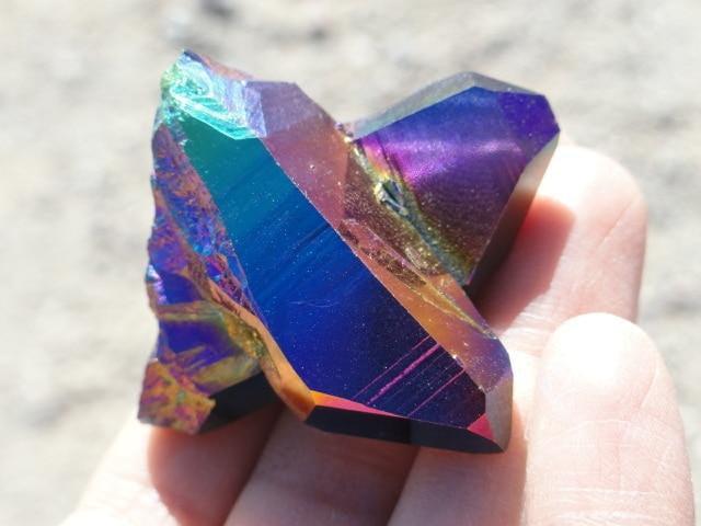 Rainbow Glow TITANIUM QUARTZ TWIN CLUSTER - Earth Family Crystals