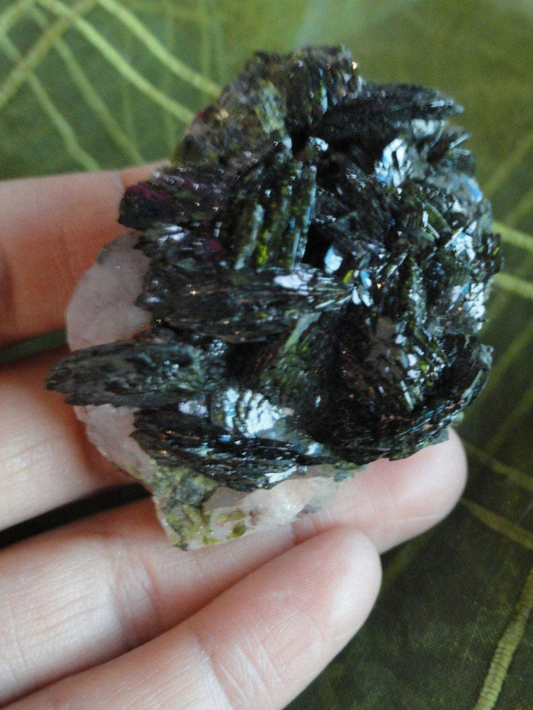 Lustrous GREEN EPIDOTE CRYSTAL CLUSTER on Clear quartz Points Matrix - Earth Family Crystals