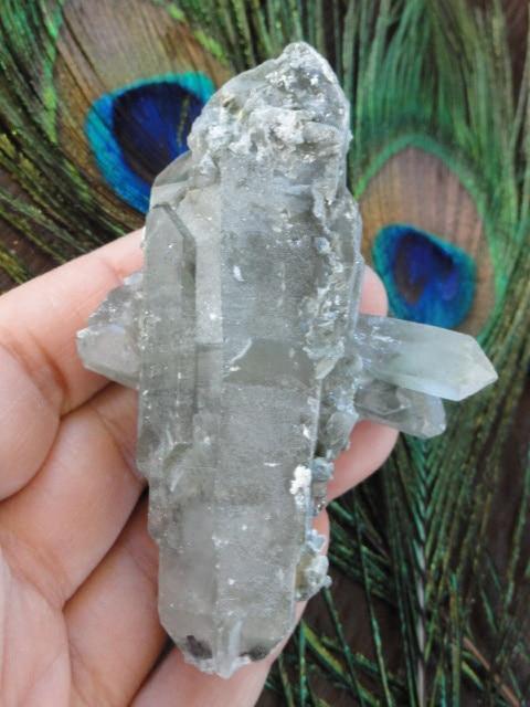Double Terminated FADEN QUARTZ With Green Chlorite Inclusions - Earth Family Crystals