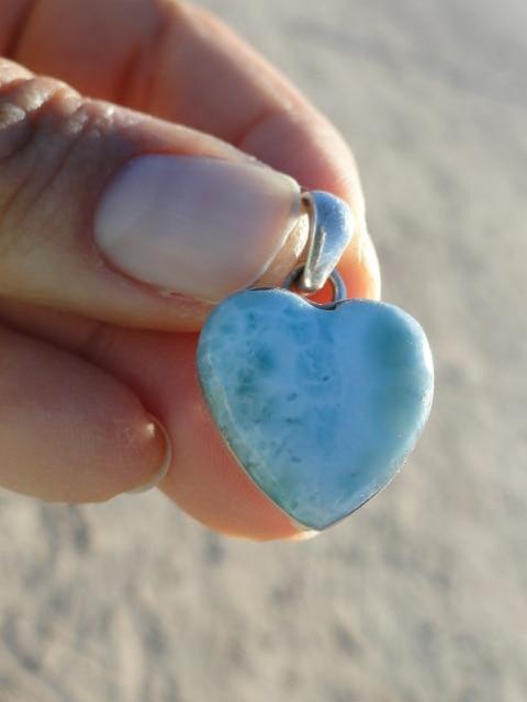 LARIMAR HEART PENDANT IN STERLING SILVER (INCLUDES SILVER CHAIN)* - Earth Family Crystals