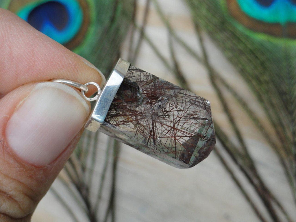 GOLDEN RED-BROWN RUTILATED QUARTZ PENDANT IN STERLING SILVER* (INCLUDES FREE SILVER CHAIN) - Earth Family Crystals