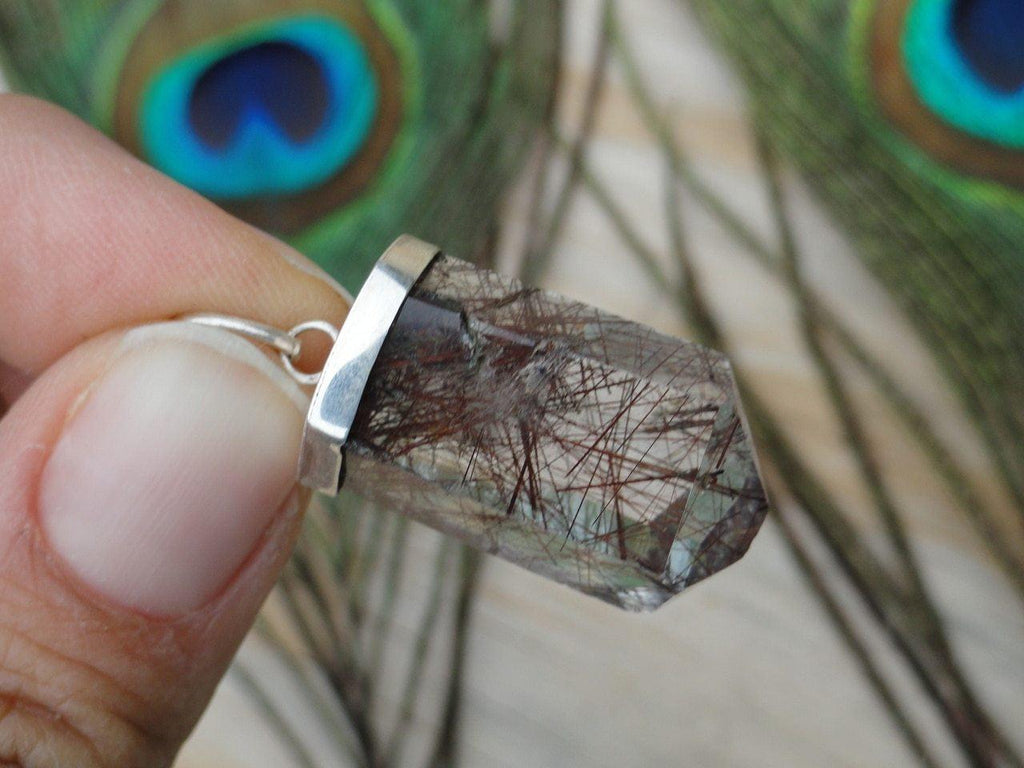 GOLDEN RED-BROWN RUTILATED QUARTZ PENDANT IN STERLING SILVER* (INCLUDES FREE SILVER CHAIN) - Earth Family Crystals