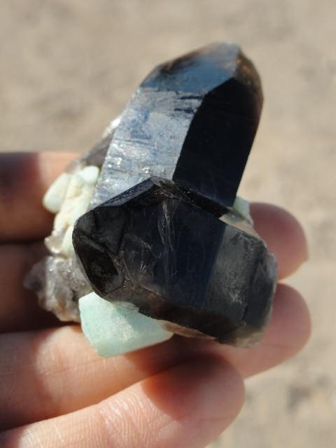 Natural Dark SMOKY QUARTZ & Blue AMAZONITE From Crystal Peak, Colorado - Earth Family Crystals