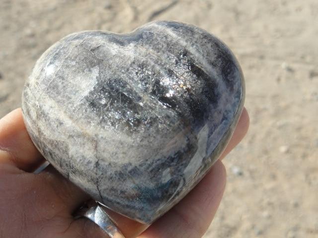 Mysterious BLACK MOONSTONE GEMSTONE HEART - Earth Family Crystals