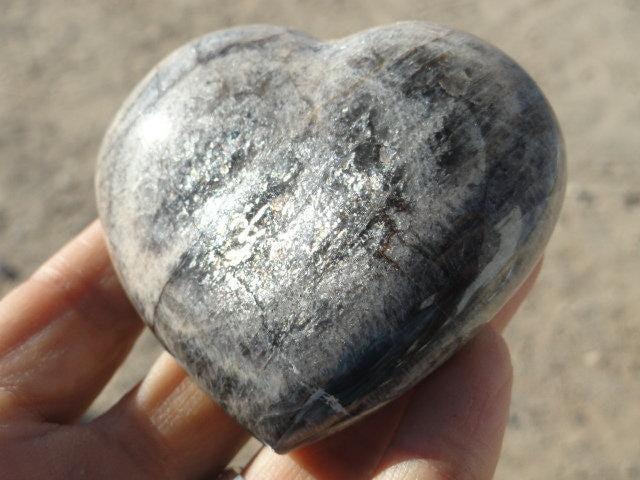 Mysterious BLACK MOONSTONE GEMSTONE HEART - Earth Family Crystals