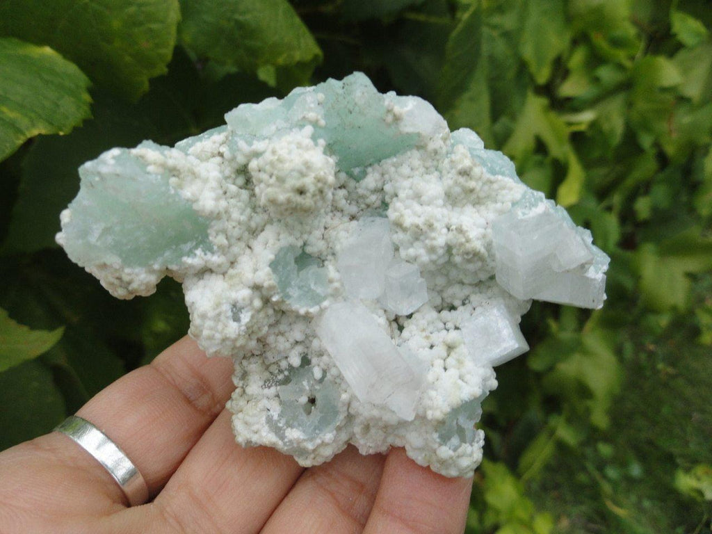 GREEN APOPHYLLITE CLUSTER With Clear Apophyllite Inclusions - Earth Family Crystals