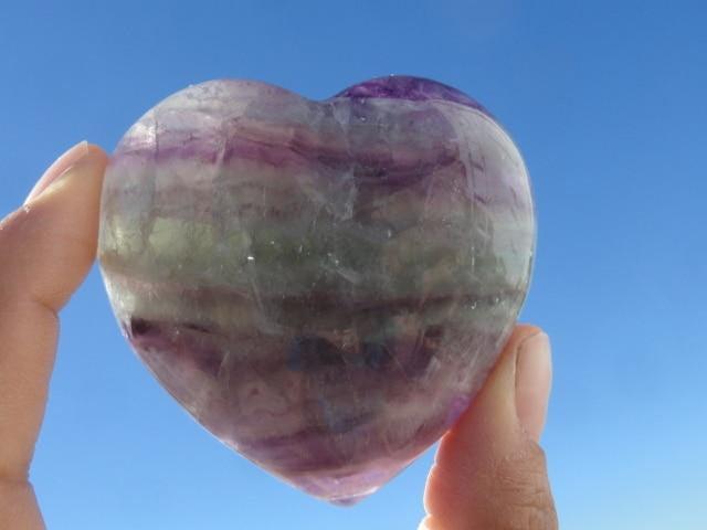 RAINBOW FLUORITE GEMSTONE HEART - Earth Family Crystals
