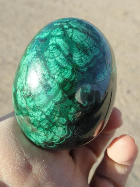 Lustrous MALACHITE GEMSTONE EGG CARVING - Earth Family Crystals