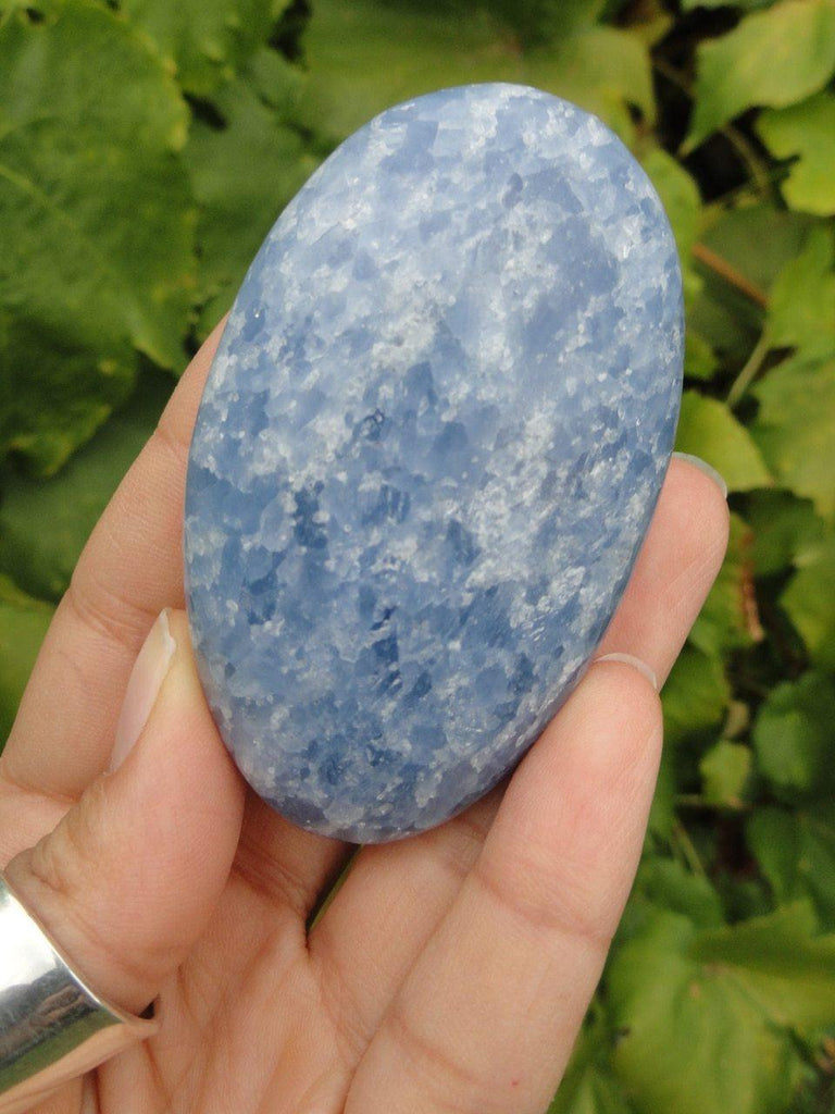 BLUE CALCITE PALM STONE - Earth Family Crystals