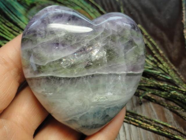RAINBOW FLUORITE GEMSTONE HEART* - Earth Family Crystals