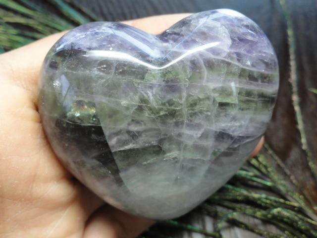RAINBOW FLUORITE GEMSTONE HEART* - Earth Family Crystals