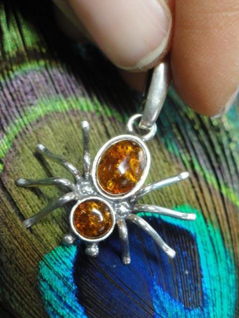 BALTIC AMBER SPIDER PENDANT In Sterling Silver (Includes Silver Chain) - Earth Family Crystals