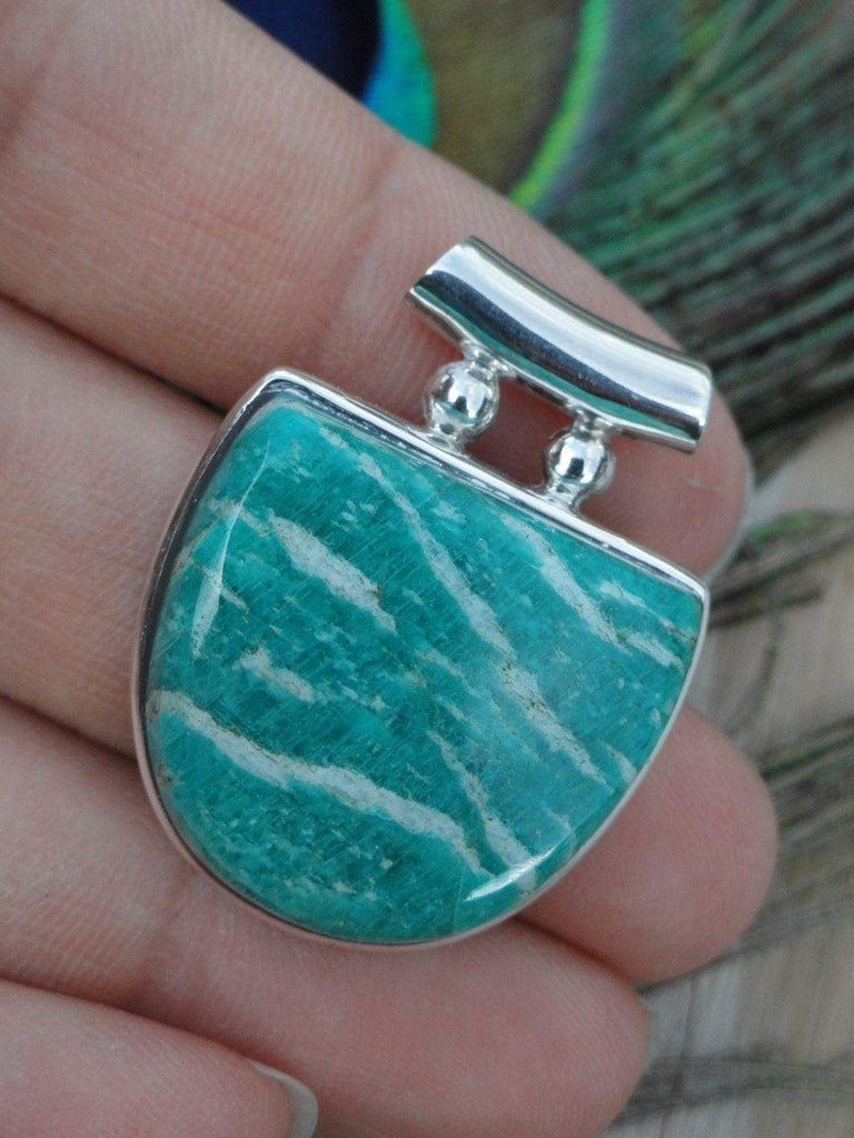 GORGEOUS BLUE AMAZONITE PENDANT IN STERLING SILVER  (INCLUDES FREE SILVER CHAIN) - Earth Family Crystals