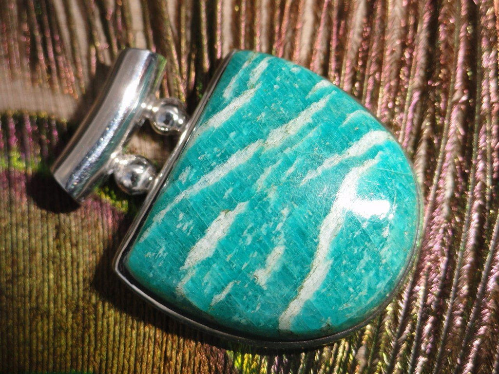 GORGEOUS BLUE AMAZONITE PENDANT IN STERLING SILVER  (INCLUDES FREE SILVER CHAIN) - Earth Family Crystals