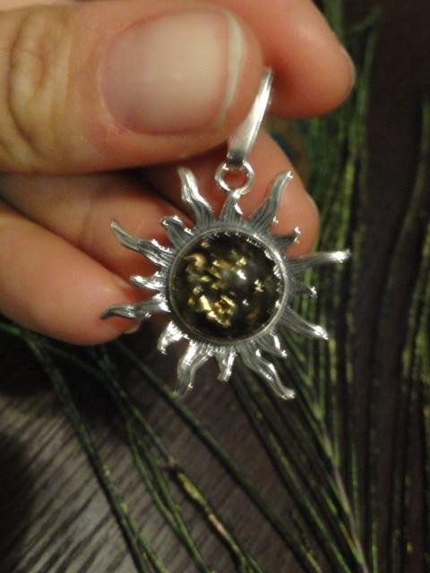 BALTIC AMBER SUN PENDANT In Sterling Silver (Includes Free Chain) - Earth Family Crystals