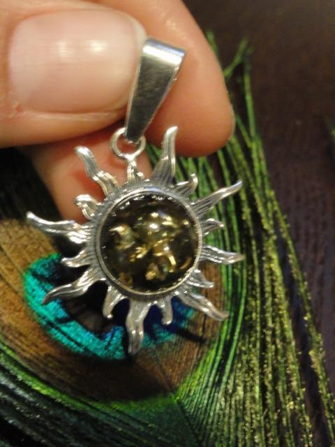 BALTIC AMBER SUN PENDANT In Sterling Silver (Includes Free Chain) - Earth Family Crystals