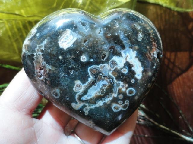 Forest Green OCEAN JASPER HEART With Druzy Caves - Earth Family Crystals
