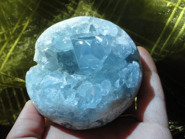 Soft Blue SPARKLING CELESTITE GEODE SPHERE (Includes Stand) - Earth Family Crystals