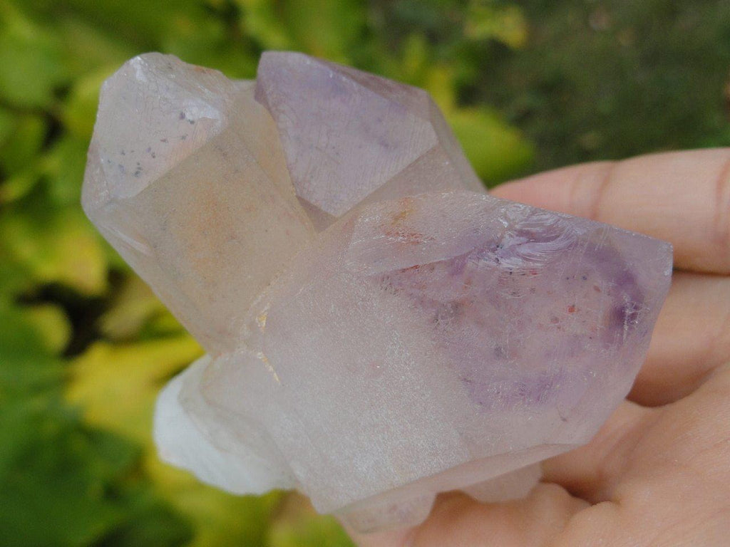 AMETHYST & RED HEMATITE Included Quartz Cluster From Madagascar - Earth Family Crystals