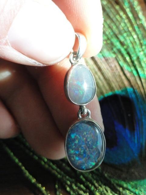 Amazing Flash Australian, Coober Pedy OPAL PENDANT In Sterling Silver (Includes Free Silver Chain) - Earth Family Crystals