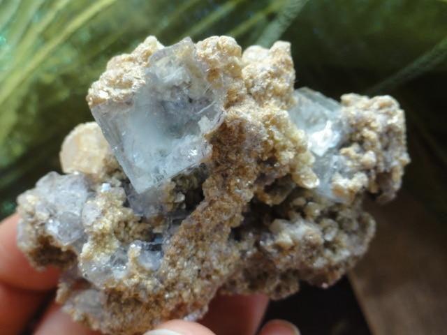 Special Cubic BLUE  FLOURITE Encrusted in Mica & Dolomite Crystals - Earth Family Crystals