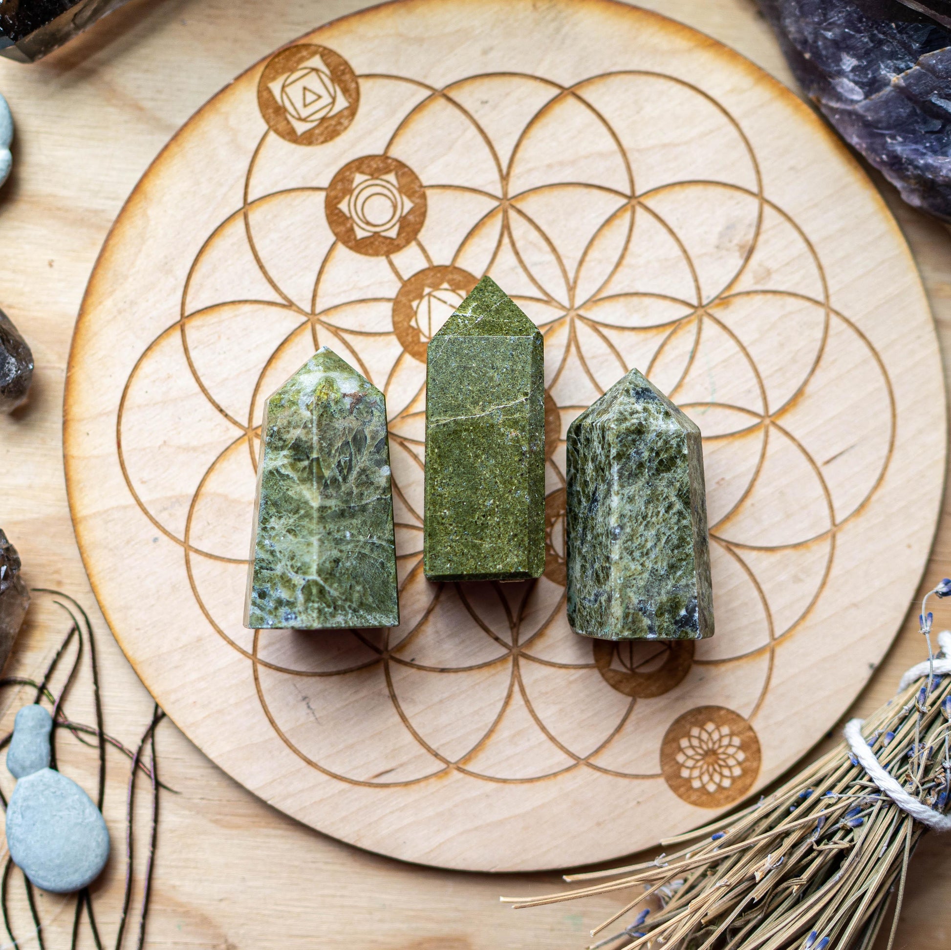 Vesuvianite Tower Point Carving ~ Balance Your Energy Body - Earth Family Crystals