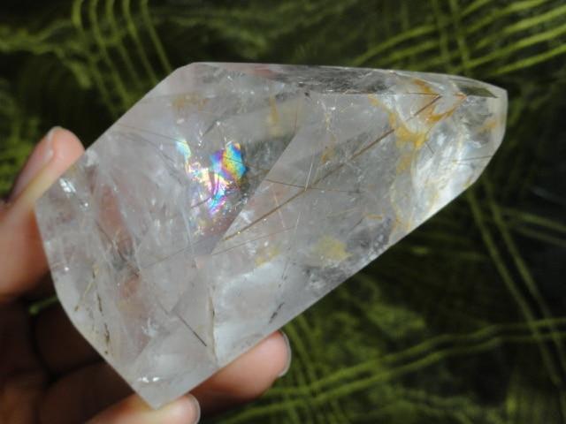 Rainbows! Golden RUTILATED QUARTZ Self Standing Free-Form Specimen - Earth Family Crystals