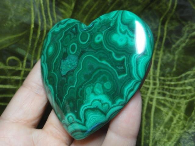 Swirly Green Gorgeous MALACHITE GEMSTONE HEART - Earth Family Crystals