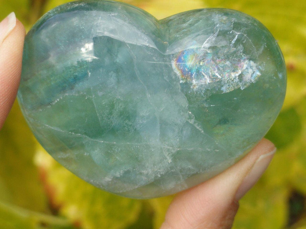 GREEN FLUORITE HEART - Earth Family Crystals