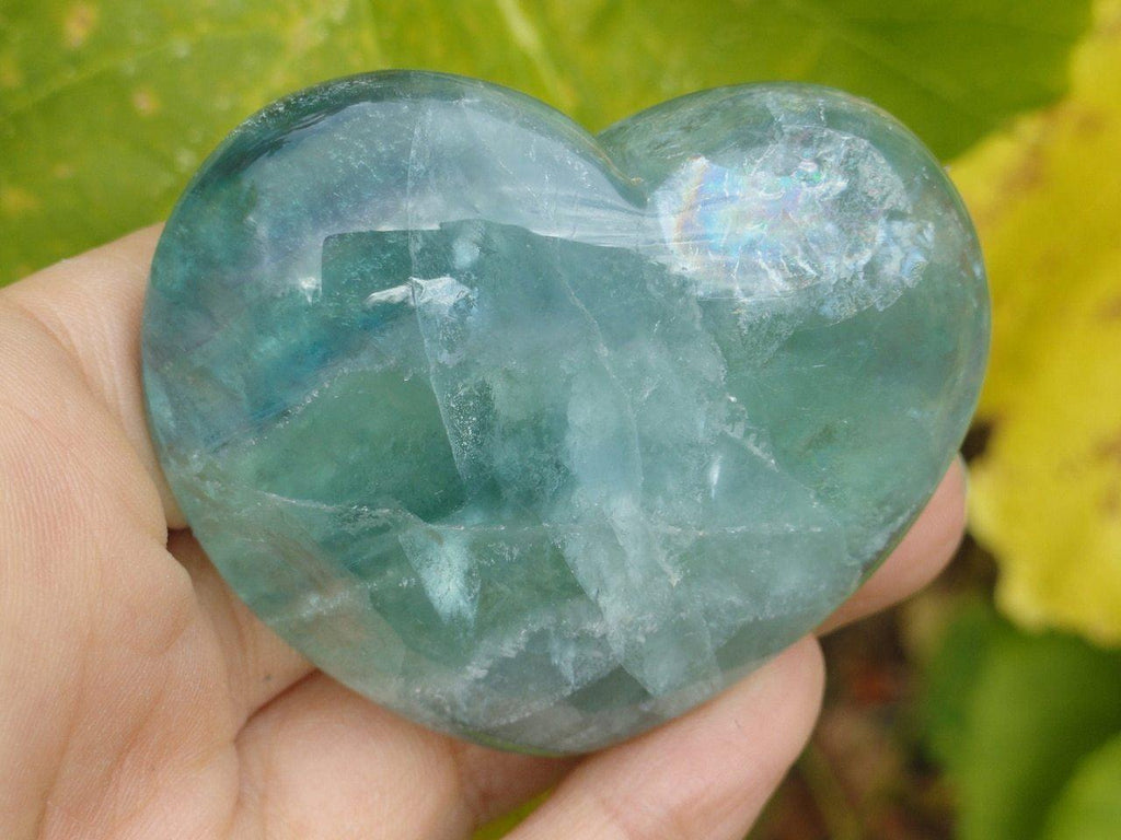 GREEN FLUORITE HEART - Earth Family Crystals