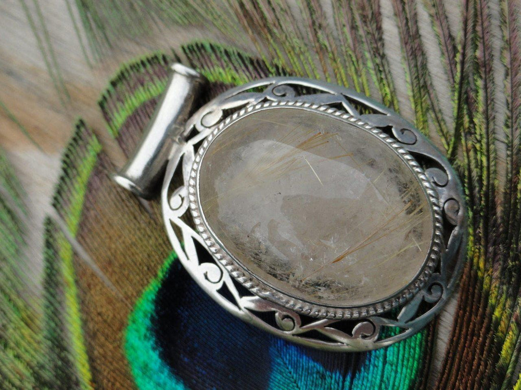 Large RUTILATED QUARTZ PENDANT In Sterling Silver (Includes Silver Chain) - Earth Family Crystals