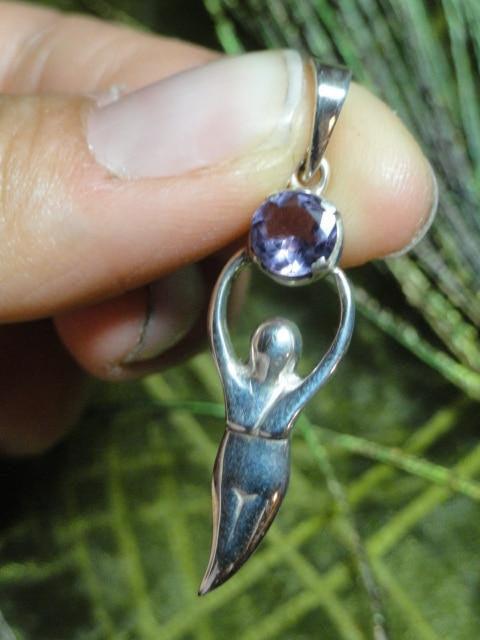 Brilliant Faceted AMETHYST GODDESS PENDANT In Sterling Silver (Includes Silver Chain) - Earth Family Crystals