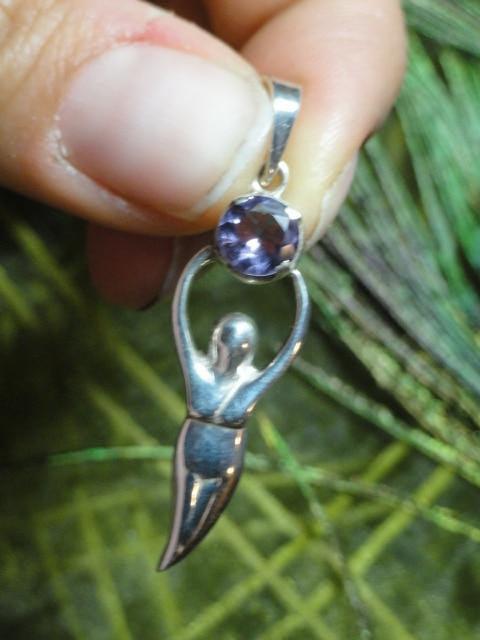 Brilliant Faceted AMETHYST GODDESS PENDANT In Sterling Silver (Includes Silver Chain) - Earth Family Crystals