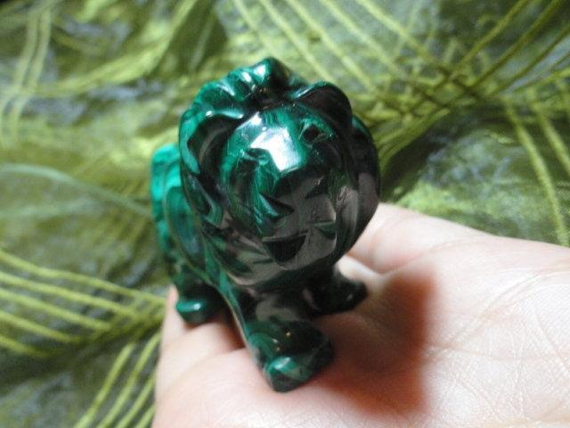 Outstanding  LION MALACHITE GEMSTONE CARVING - Earth Family Crystals
