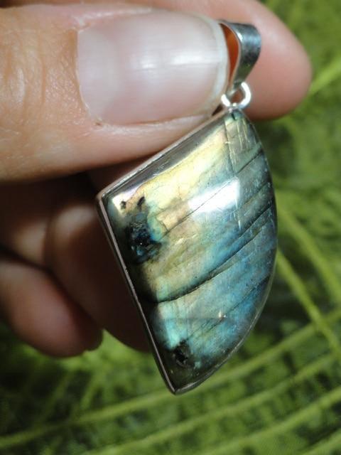 Golden Sea Blue Flash LABRADORITE PENDANT In Sterling Silver* (Includes Silver Chain) - Earth Family Crystals