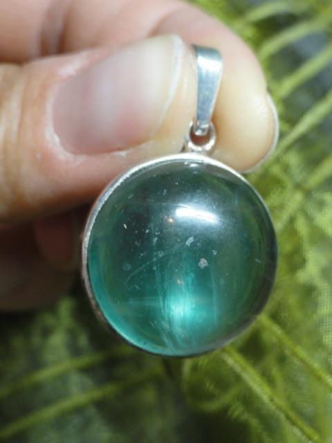 Beautiful GREEN FLUORITE GEMSTONE PENDANT (Includes Silver Chain) - Earth Family Crystals