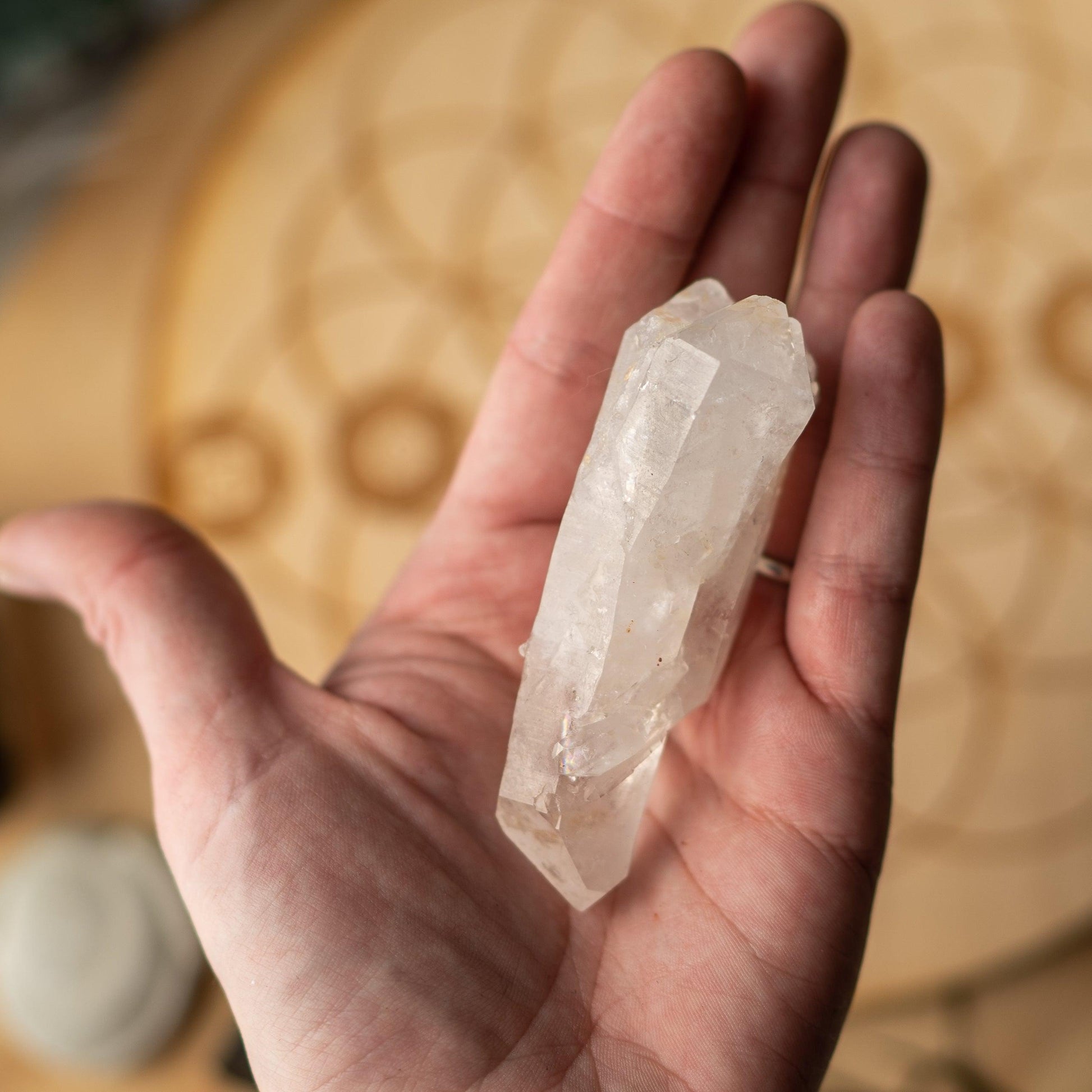 Self Healed, Elestial Natural Double Terminated Clear Quartz Specimen from Brazil~ Unique Wand Shape - Earth Family Crystals