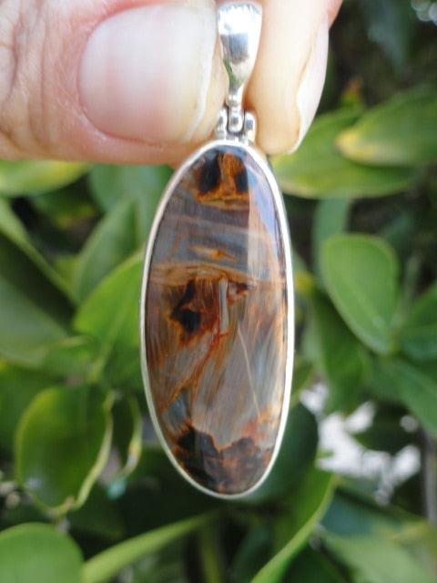 RESERVED For Nadine~Fantastic Golden Brown & Flashing Blue PIETERSITE GEMSTONE PENDANT - Earth Family Crystals