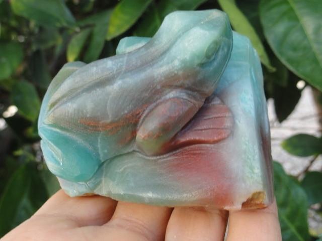 Adorable AMAZONITE GEMSTONE FROG CARVING - Earth Family Crystals
